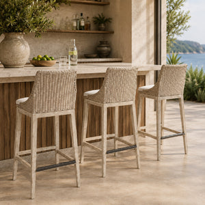   Modern European furniture - Cream Wicker Outdoor Bar Stool - www.oroa.com | Oroa.com