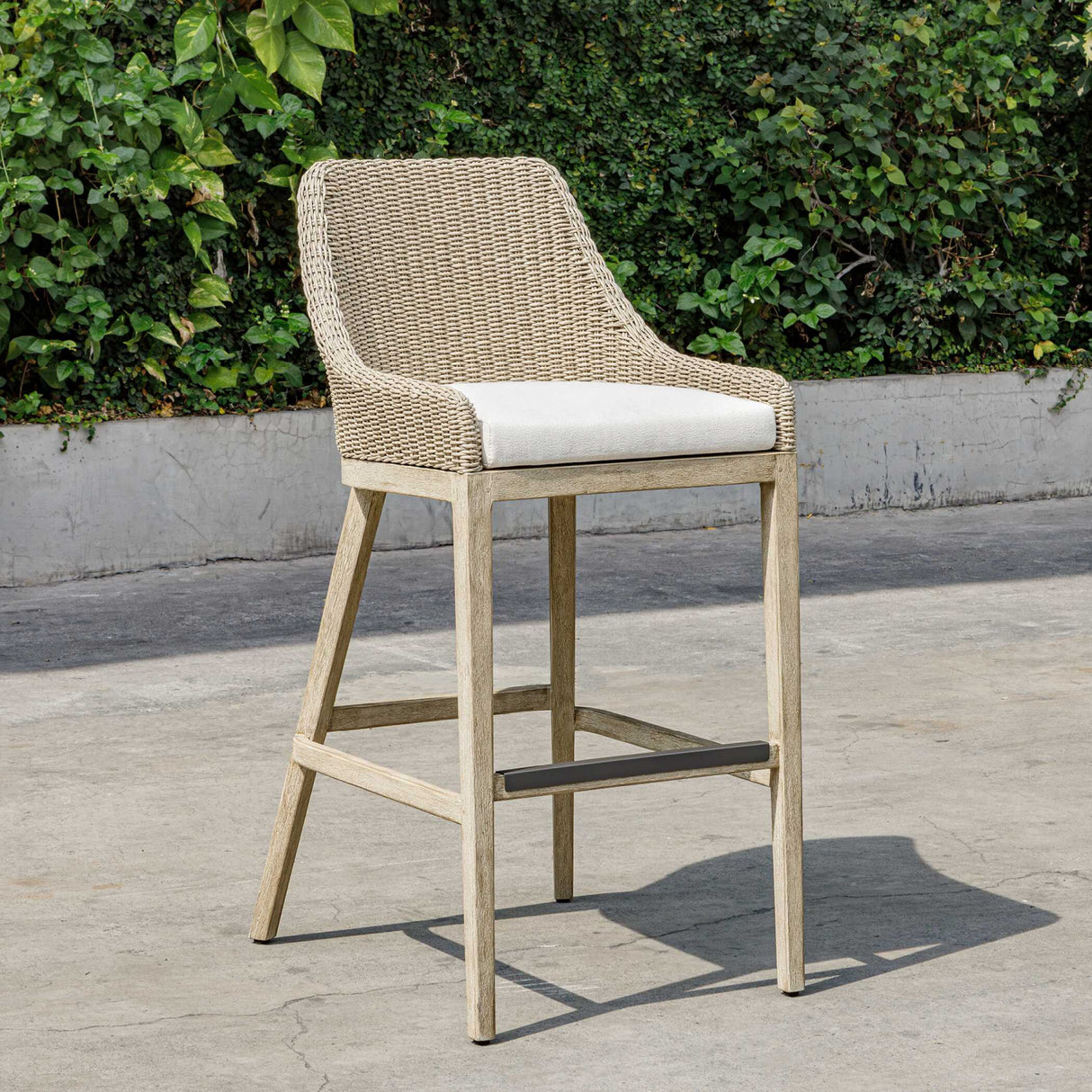   Modern European furniture - Cream Wicker Outdoor Bar Stool - www.oroa.com | Oroa.com
