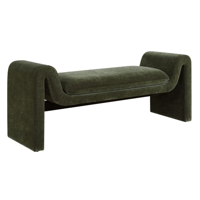 Modern European furniture - Green Velvet Curved Bench - www.oroa.com