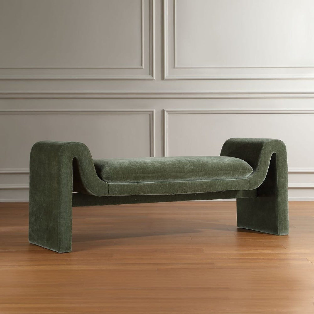   Modern European furniture - Green Velvet Curved Bench - www.oroa.com | Oroa.com