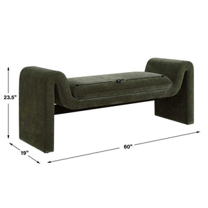   Modern European furniture - Green Velvet Curved Bench - www.oroa.com | Oroa.com