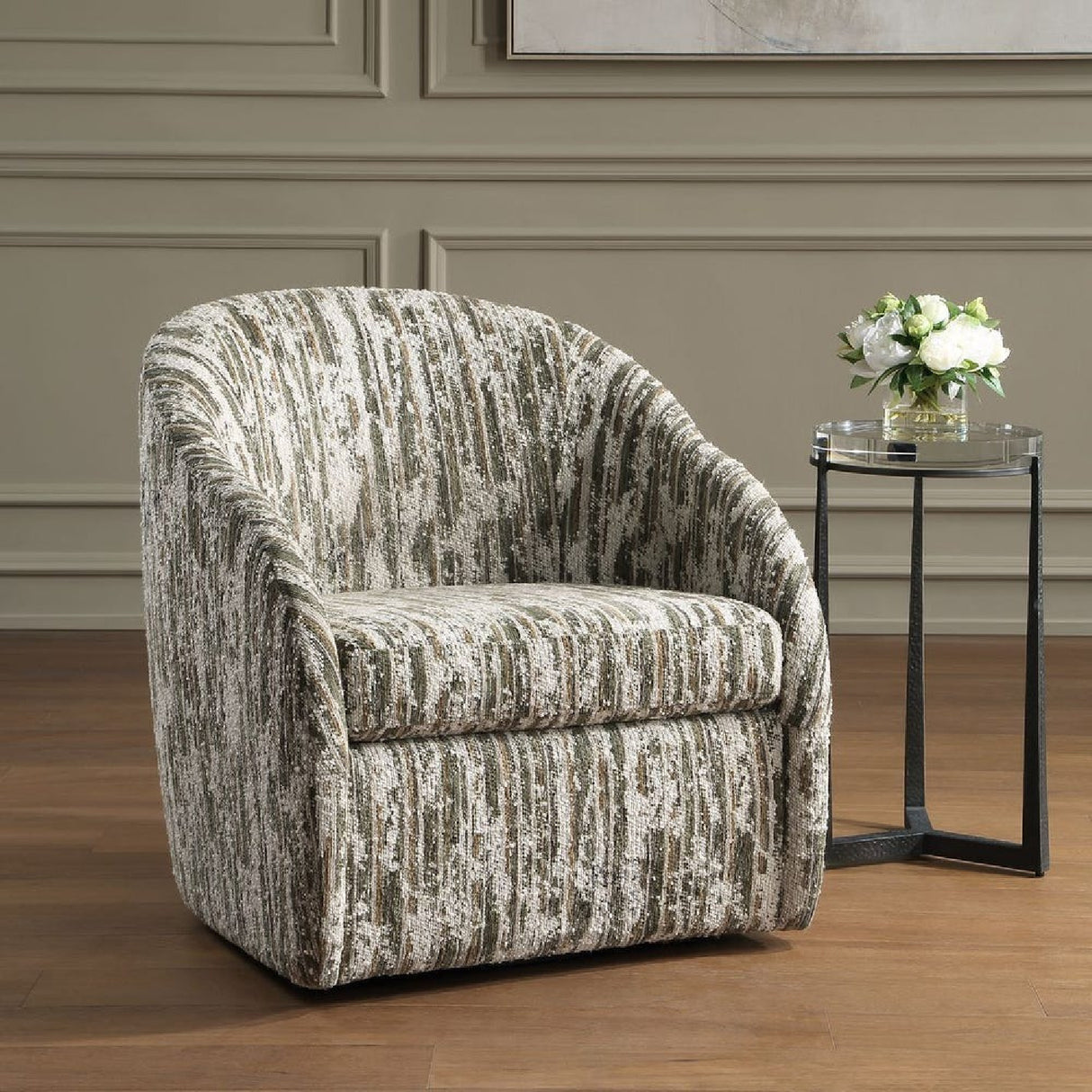   Modern European furniture - Slubbed Boucle Swivel Chair - www.oroa.com | Oroa.com