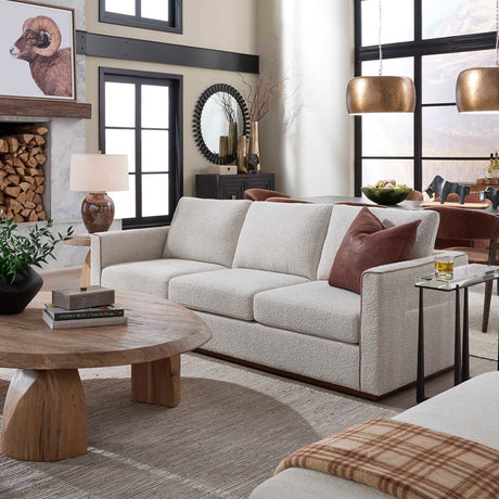   Modern European furniture - Cream Boucle Piped Sofa - www.oroa.com | Oroa.com