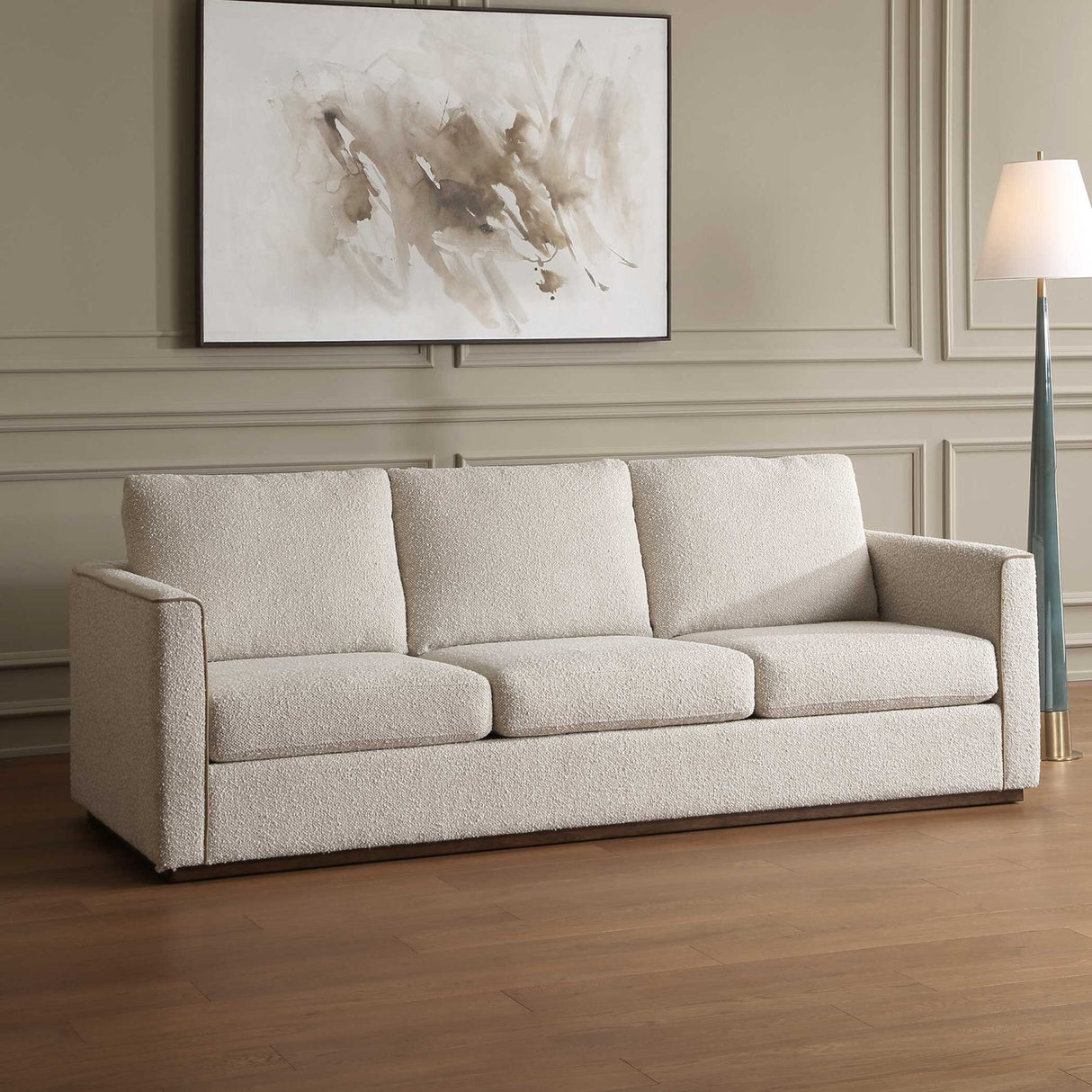   Modern European furniture - Cream Boucle Piped Sofa - www.oroa.com | Oroa.com