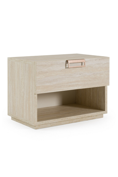   Travertine Finish 1-Drawer Nightstand | Oroa.com