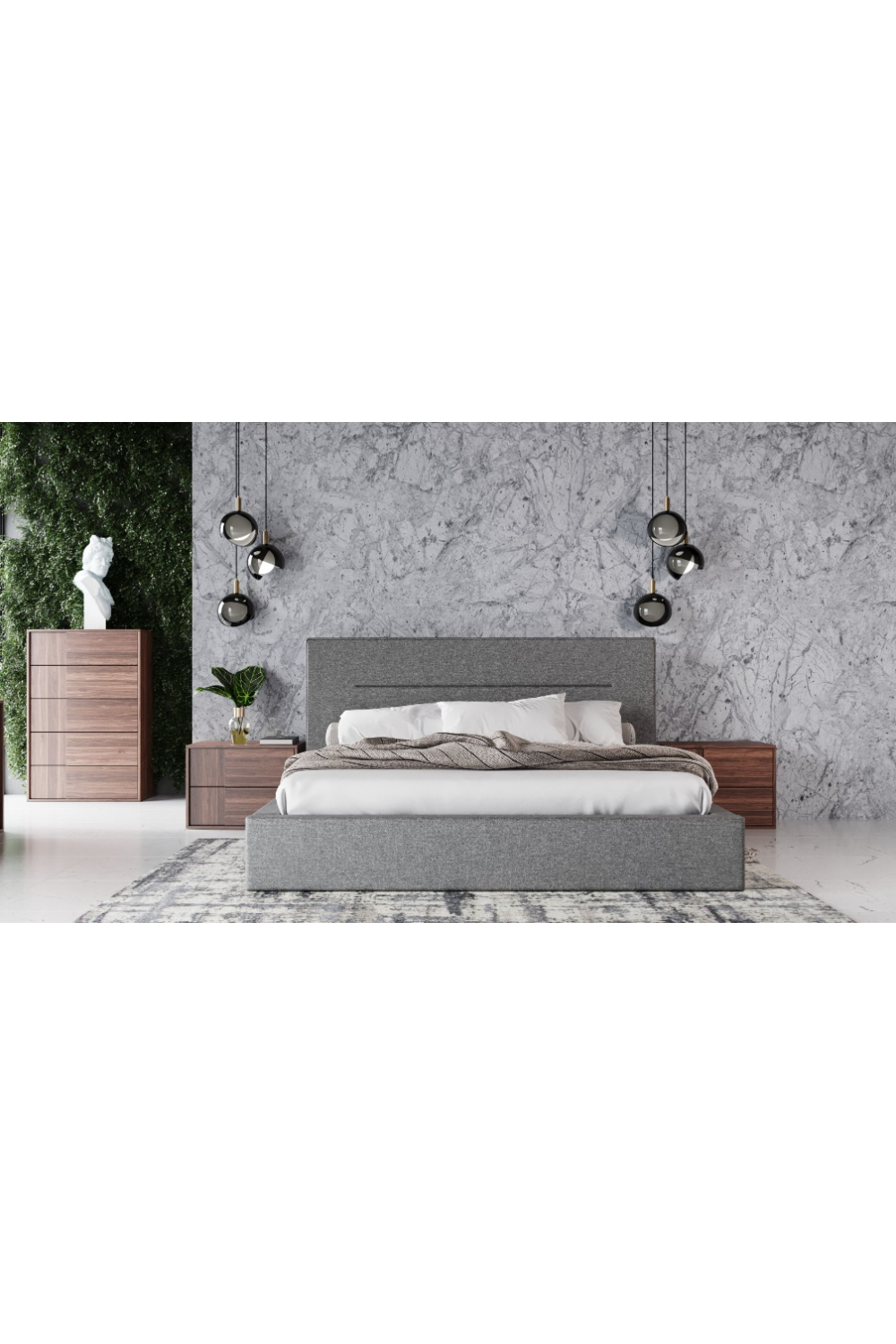   Gray Upholstered Bed | Oroa.com