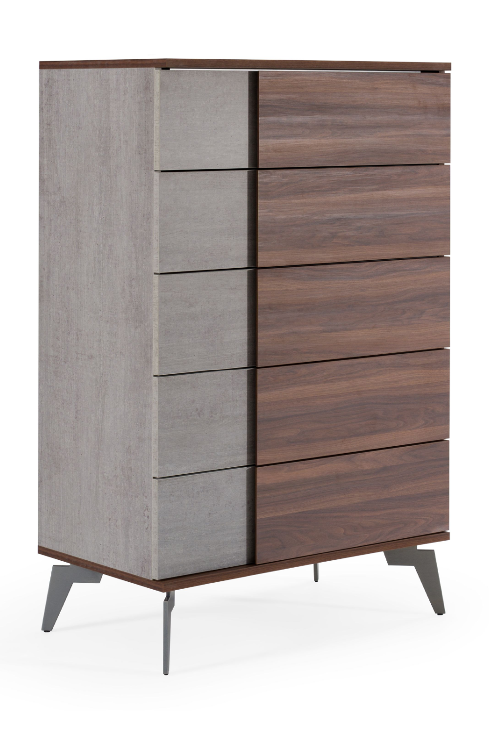  Concrete and Walnut 5-Drawer Chest | Oroa.com