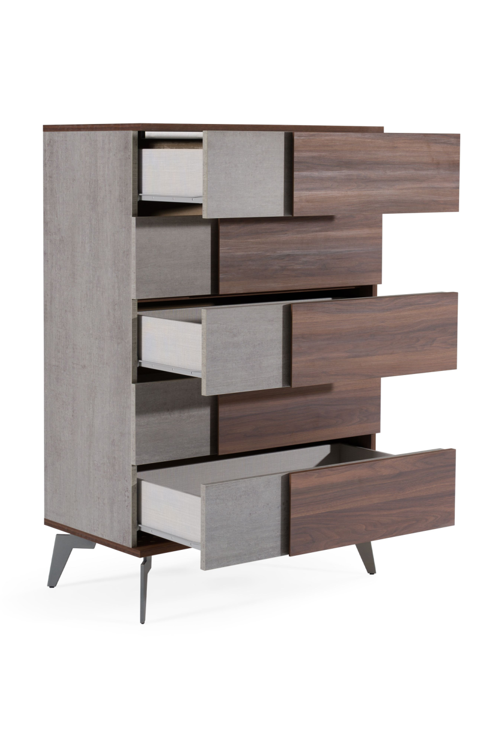   Concrete and Walnut 5-Drawer Chest | Oroa.com