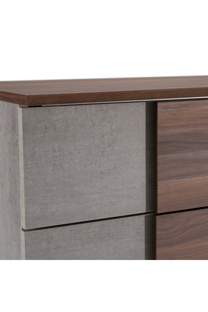   Concrete and Walnut 5-Drawer Chest | Oroa.com
