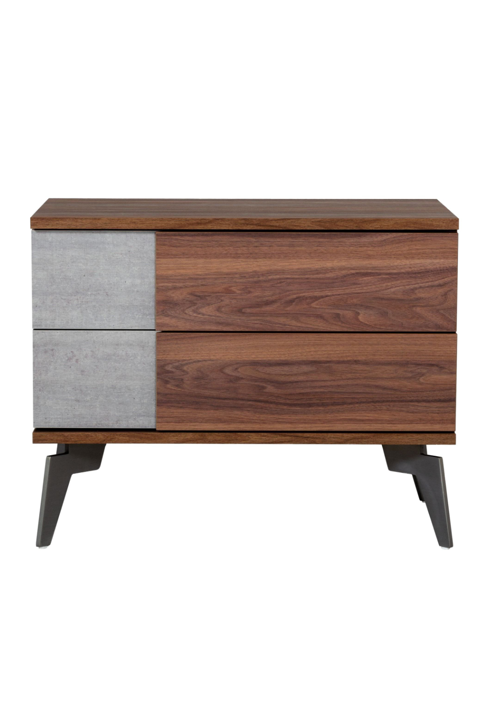   Concrete and Walnut 2-Drawer Nightstand | Oroa.com