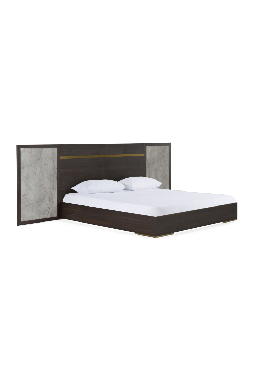   Velondra - Modern Eucalypto + Marble Bed with Two Nightstands | Oroa.com