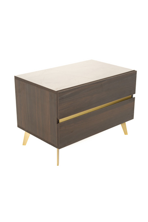   Velondra - Modern Eucalypto + Marble Bed with Two Nightstands | Oroa.com