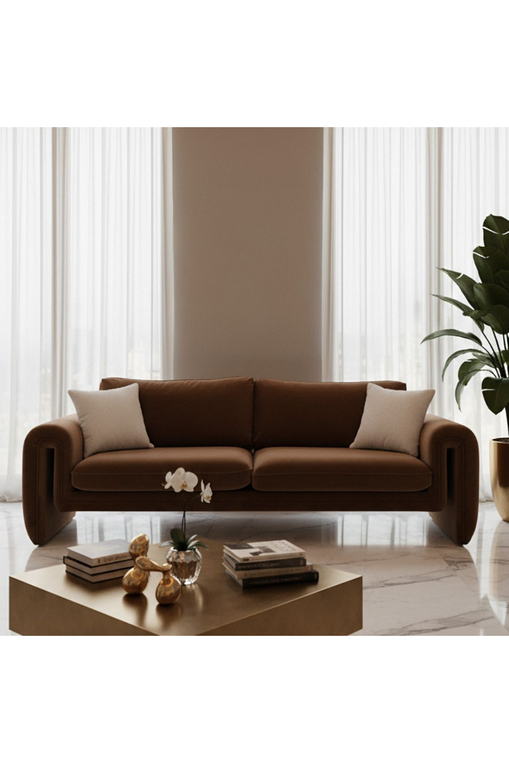   Brown Velvet Sofa | Oroa.com