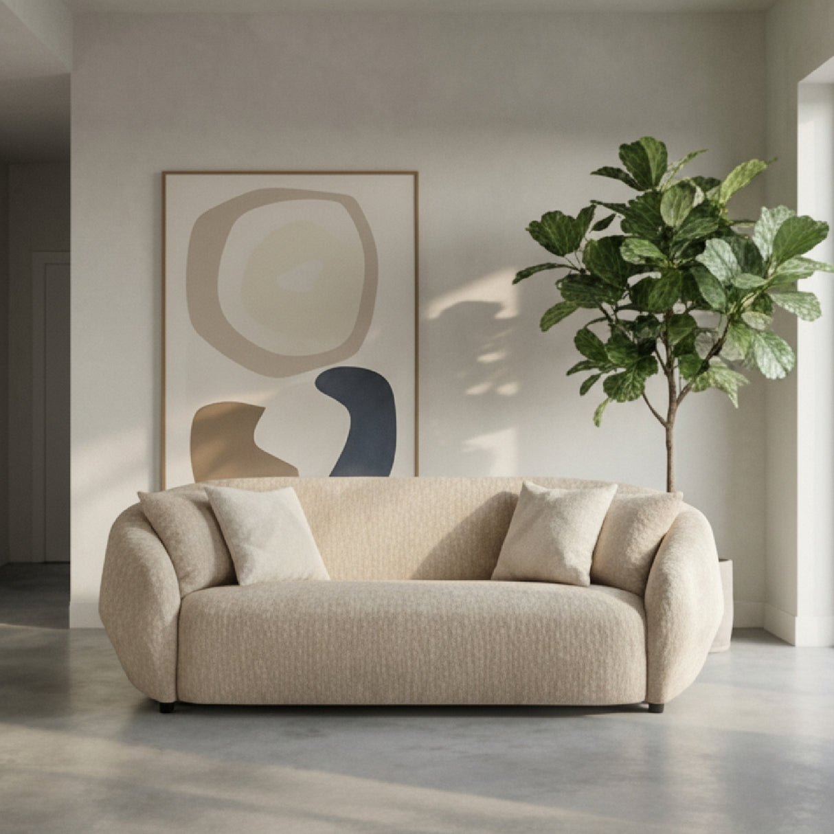   3 Seater Beige Fabric Sofa | Oroa.com