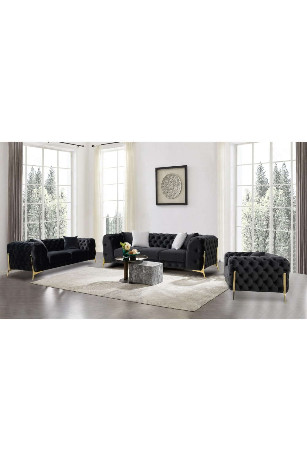   Button-Tufted Velvet Loveseat | Oroa.com