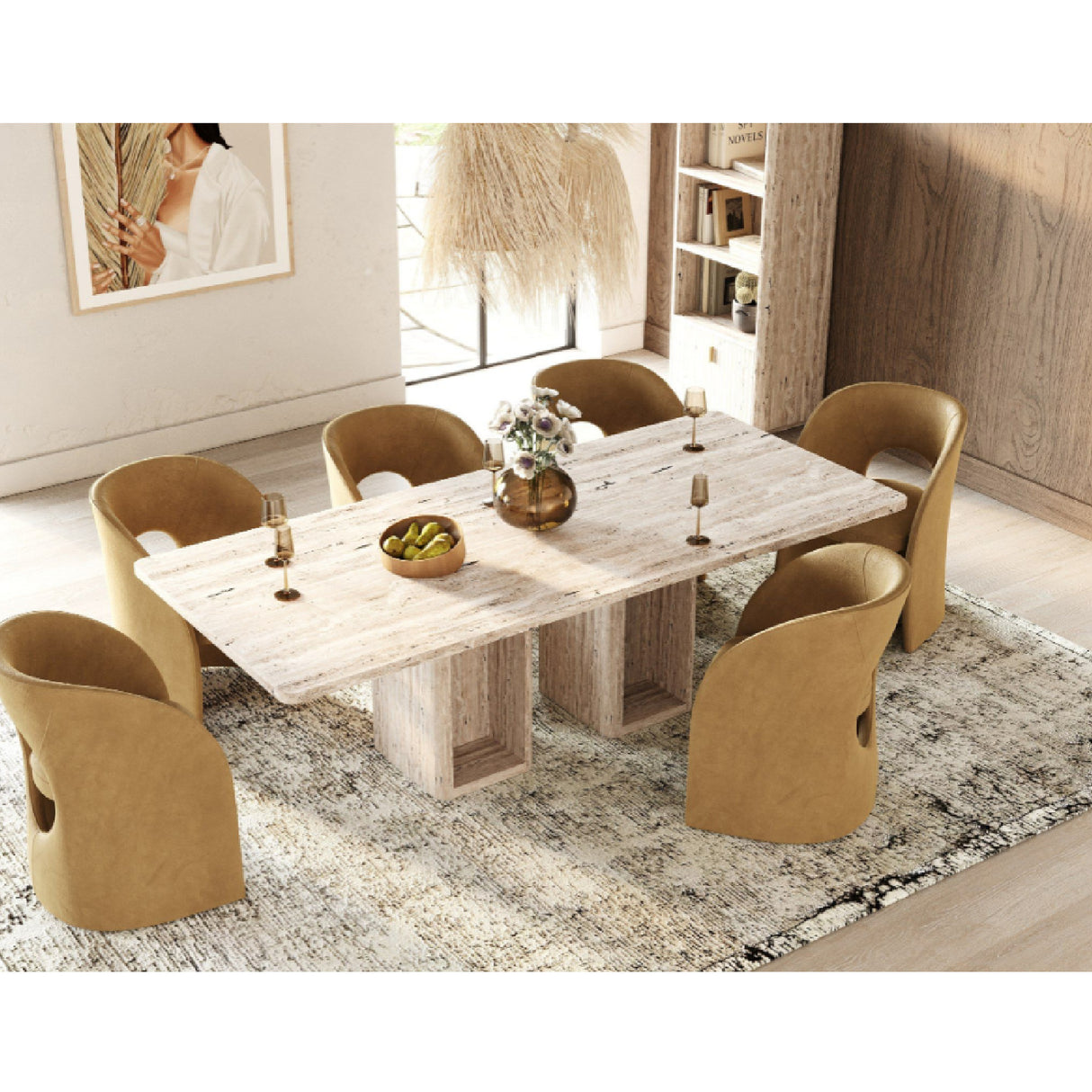   Rectangular Travertine Dining Table | Oroa.com
