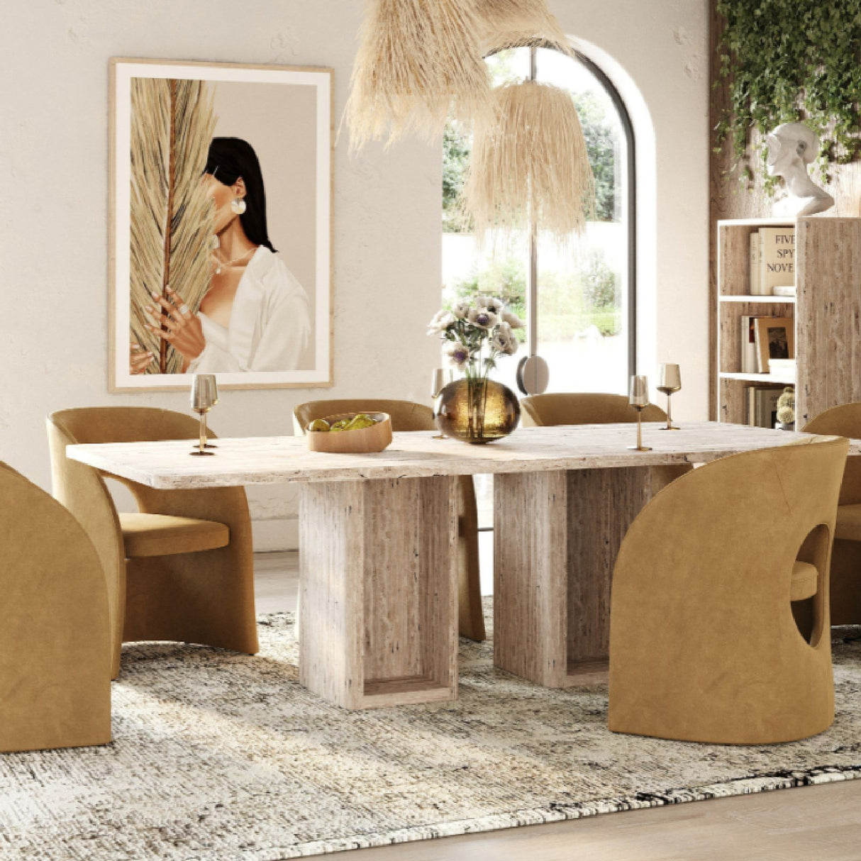   Rectangular Travertine Dining Table | Oroa.com