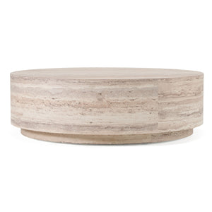   Round Travertine-Inspired Coffee Table | Oroa.com