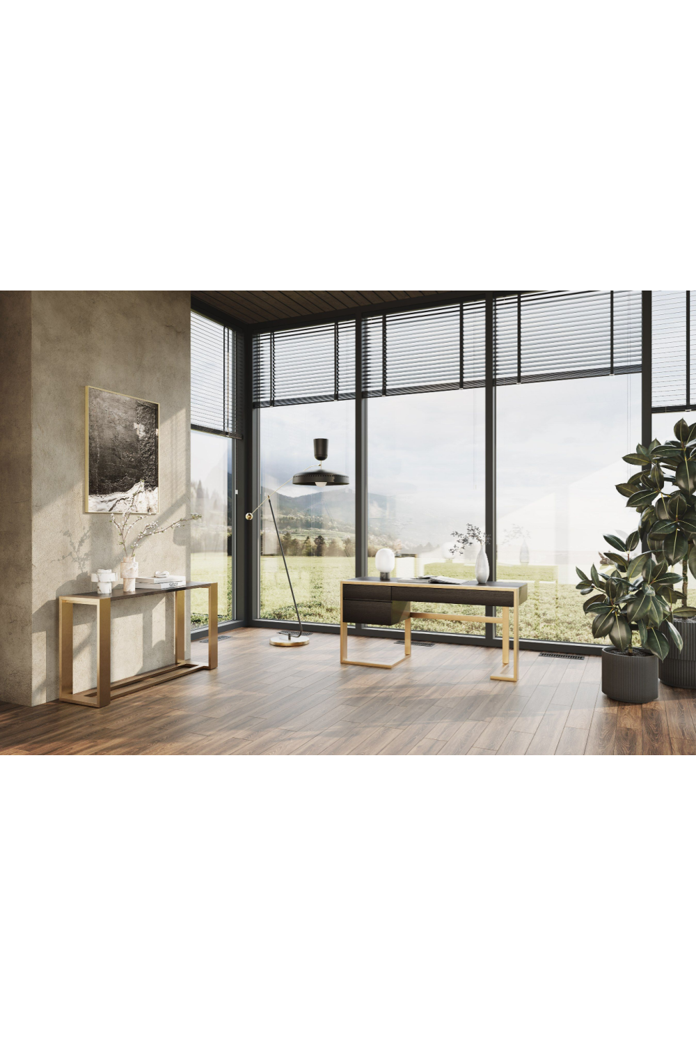   Brass Framed Console Table | Oroa.com