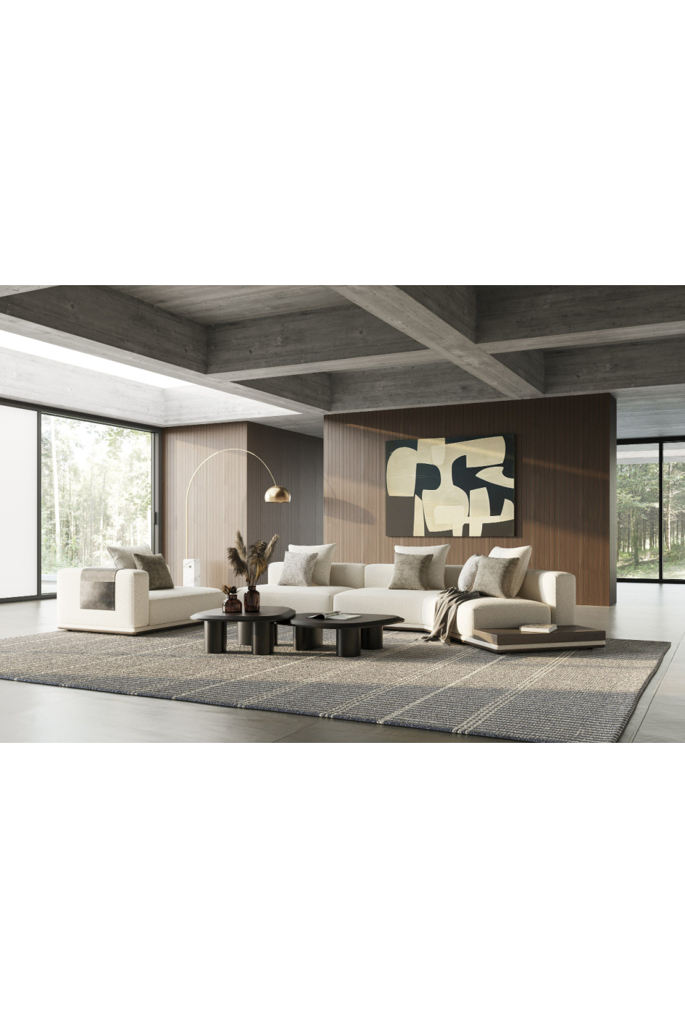   Ivory Sectional Sofa with Coffee Table | Oroa.com