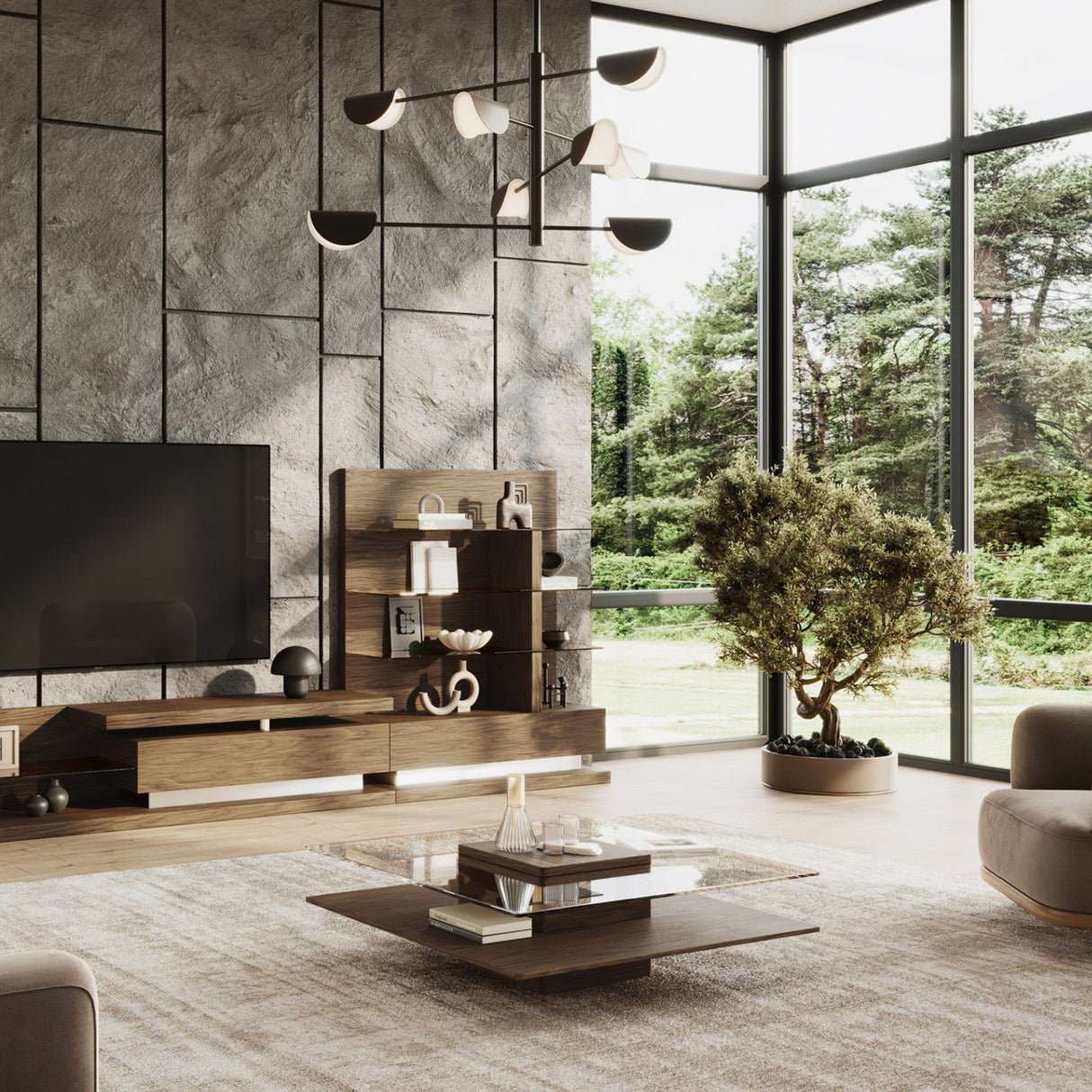   Glass & Wood Coffee Table | Oroa.com