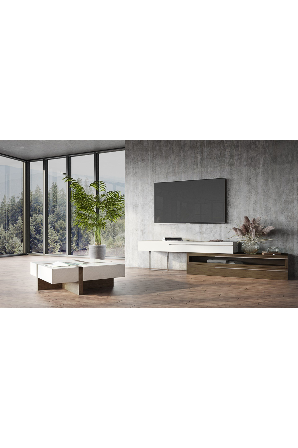   White & Walnut TV Stand | Oroa.com