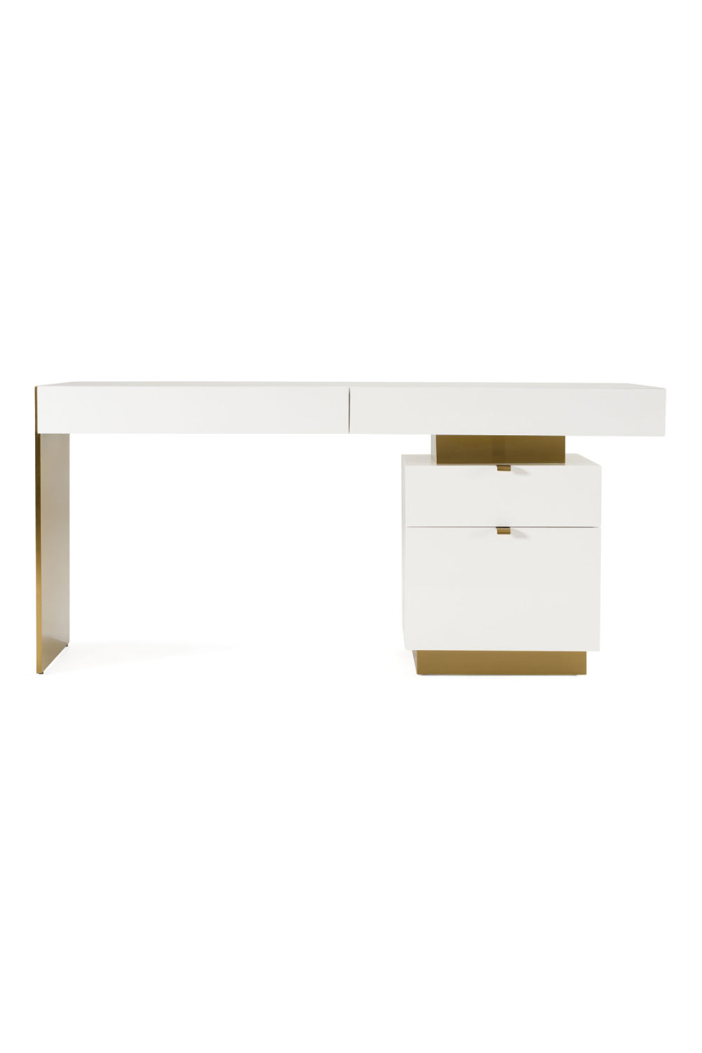   White Gloss 4-Drawer Desk | Oroa.com