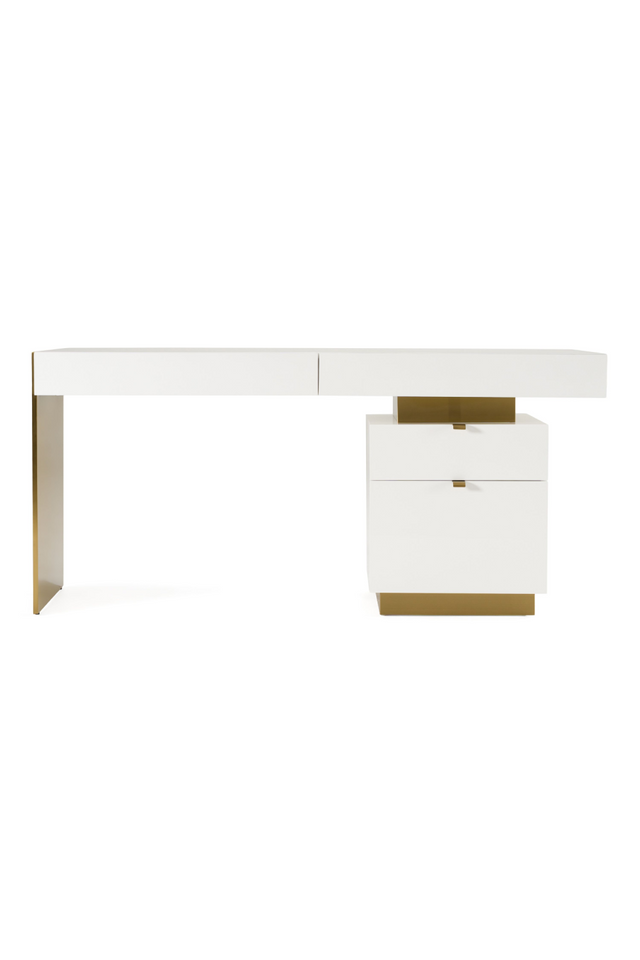 White Gloss 4-Drawer Desk | OROA Modern Trahan | Oroa.com