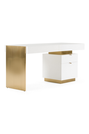   White Gloss 4-Drawer Desk | Oroa.com