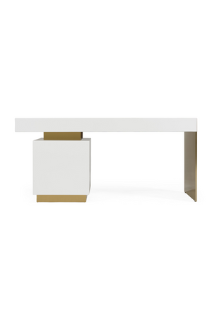  White Gloss 4-Drawer Desk | Oroa.com