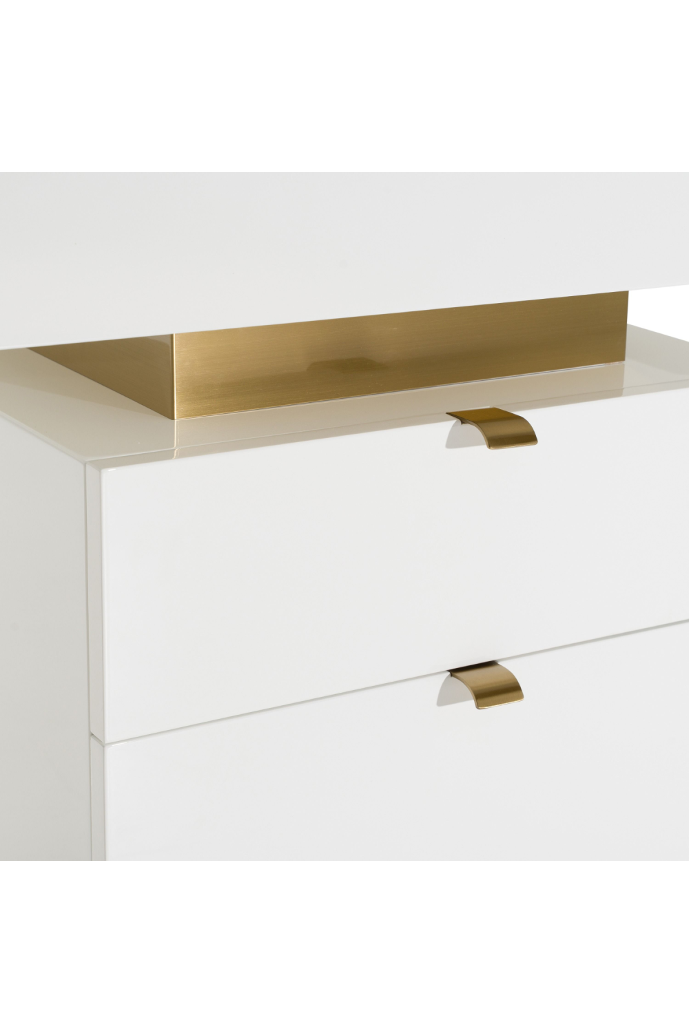   White Gloss 4-Drawer Desk | Oroa.com
