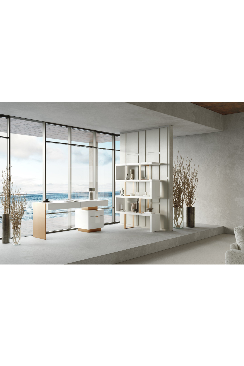   White Gloss 4-Drawer Desk | Oroa.com