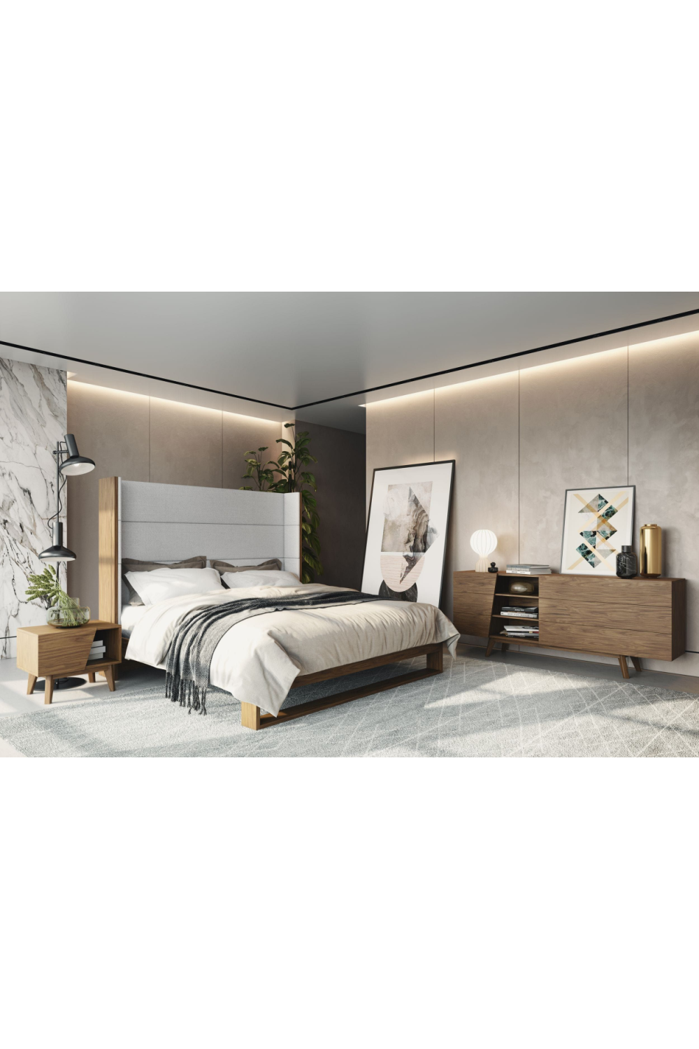  Gray Wingback Bed | Oroa.com