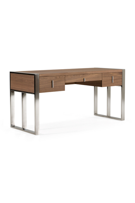   Walnut Veneer 4-Drawer Desk | Oroa.com