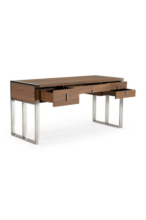   Walnut Veneer 4-Drawer Desk | Oroa.com