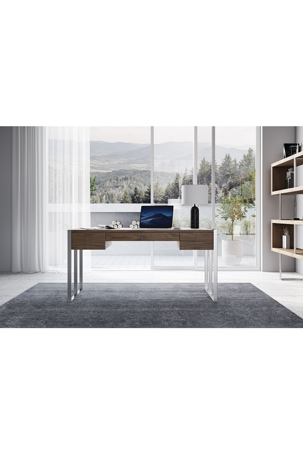   Walnut Veneer 4-Drawer Desk | Oroa.com