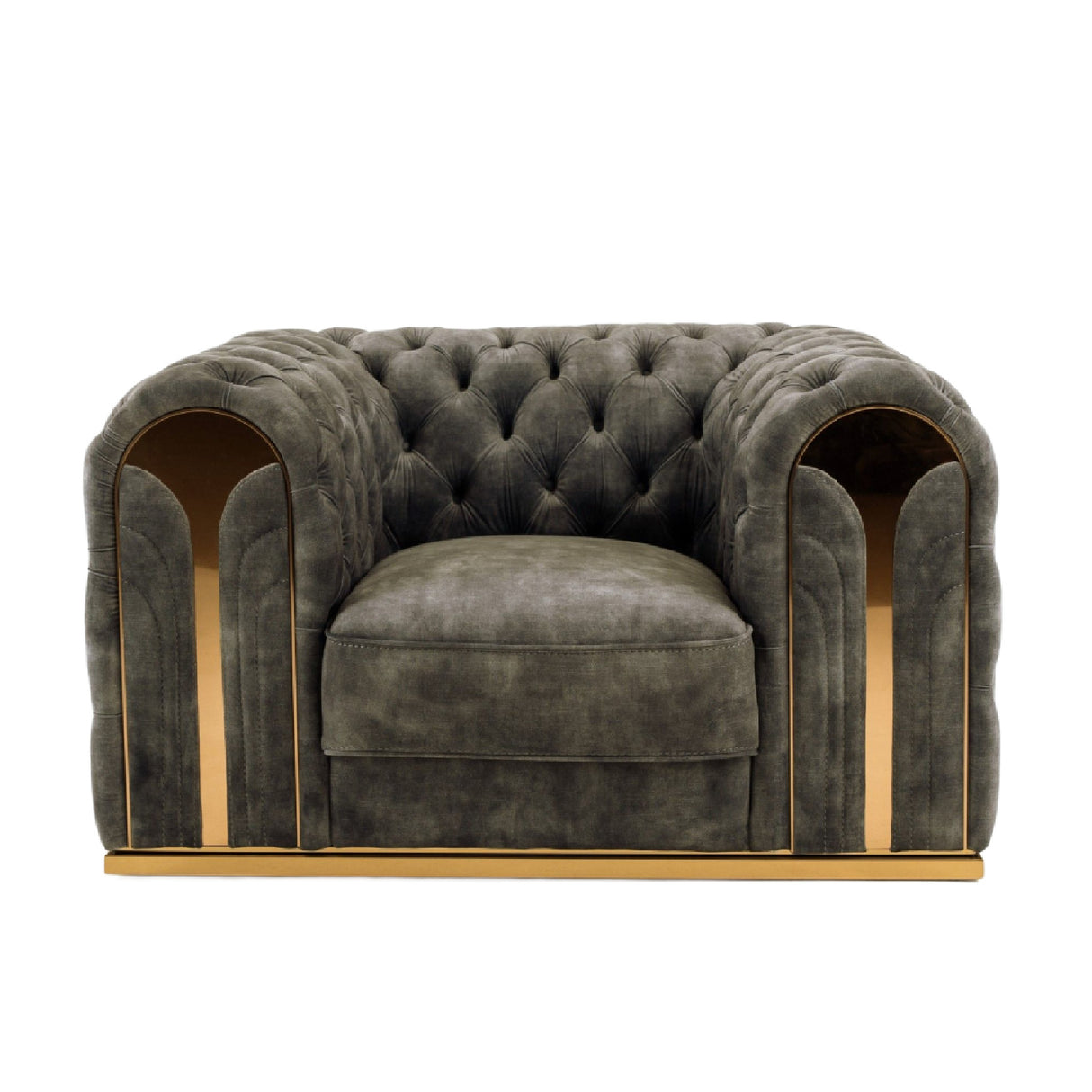   Gray Velvet Tufted Lounge Chair | Oroa.com