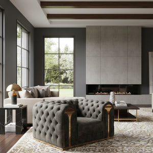   Gray Velvet Tufted Lounge Chair | Oroa.com