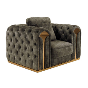  Gray Velvet Tufted Lounge Chair | Oroa.com