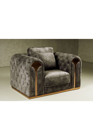   Gray Velvet Tufted Lounge Chair | Oroa.com
