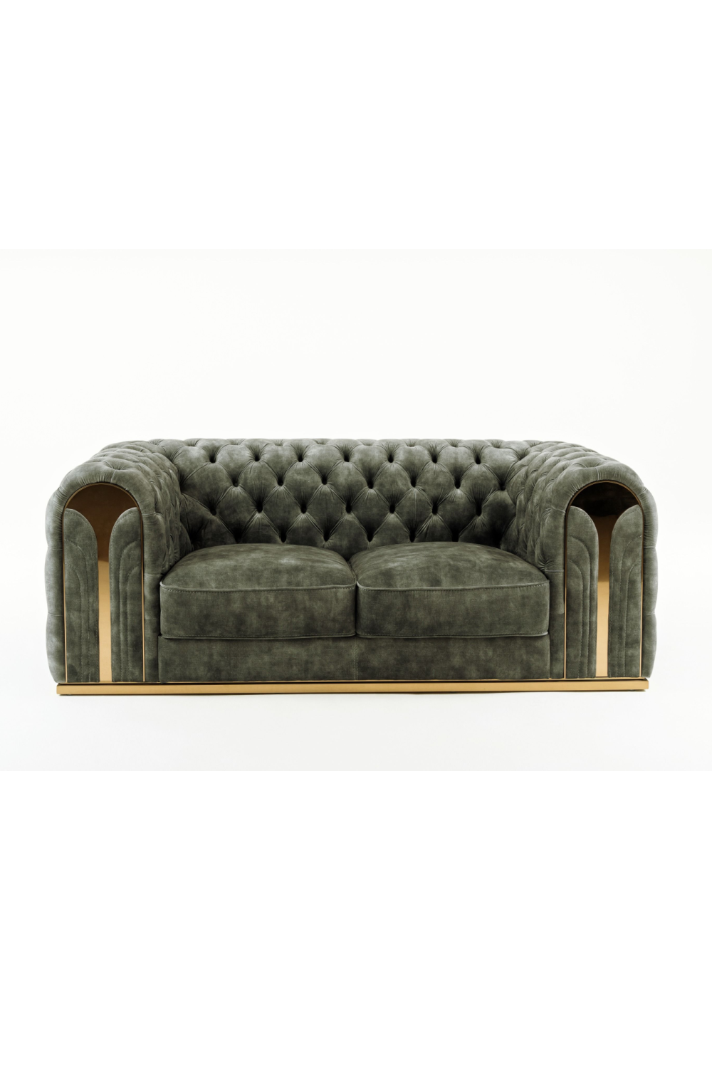   Gray Velvet Tufted Loveseat | Oroa.com
