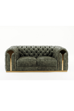   Gray Velvet Tufted Loveseat | Oroa.com
