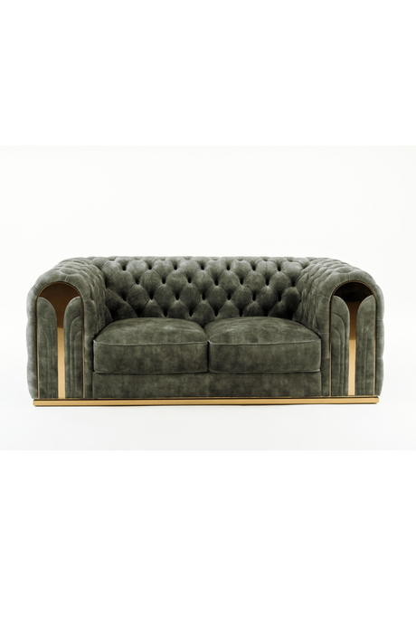   Gray Velvet Tufted Loveseat | Oroa.com