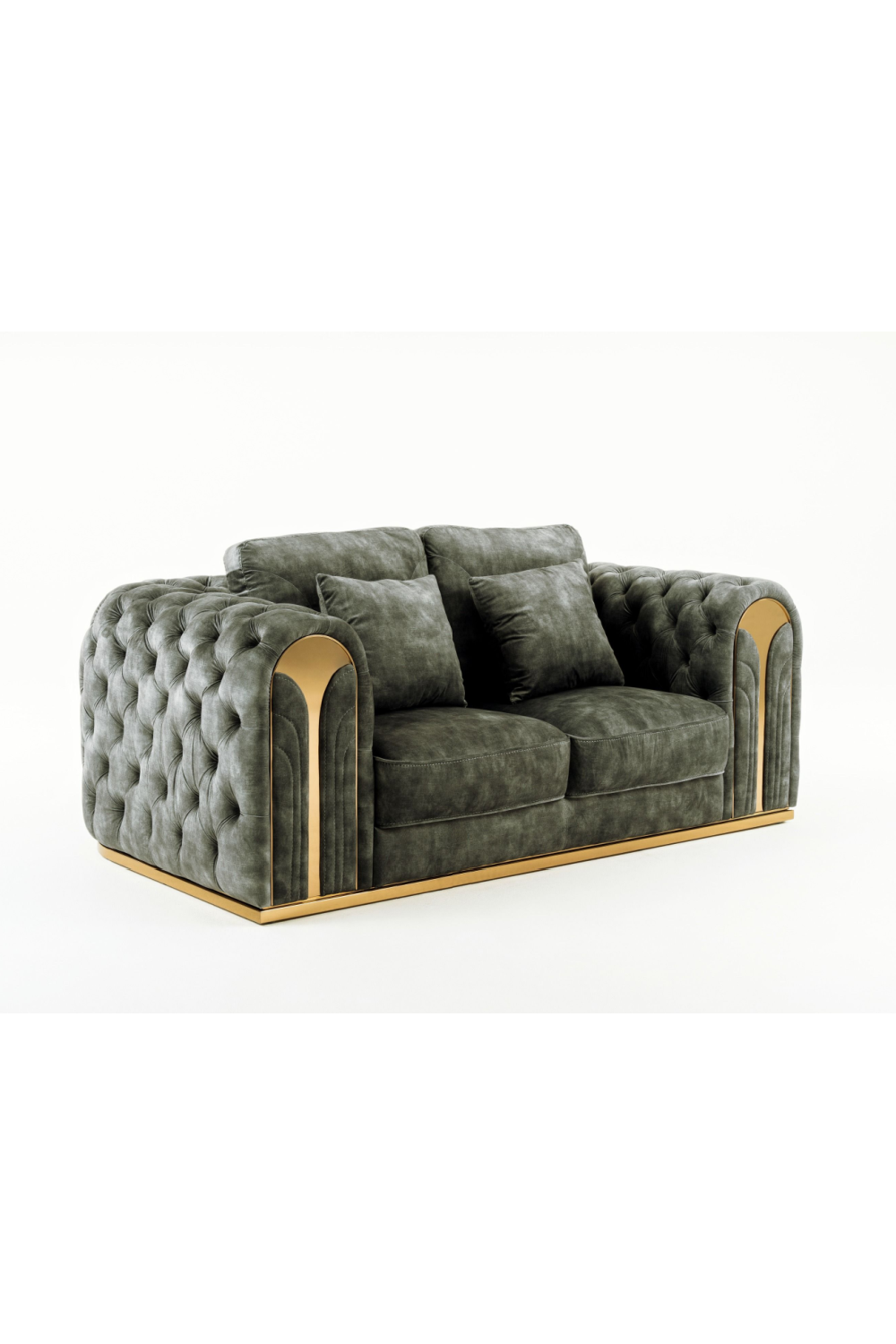  Gray Velvet Tufted Loveseat | Oroa.com