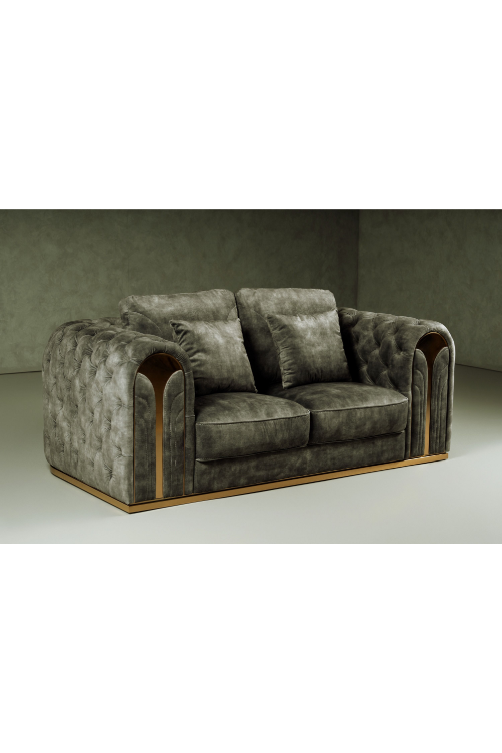   Gray Velvet Tufted Loveseat | Oroa.com