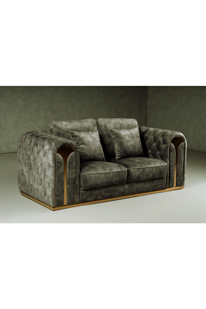   Gray Velvet Tufted Loveseat | Oroa.com