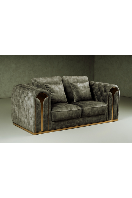   Gray Velvet Tufted Loveseat | Oroa.com