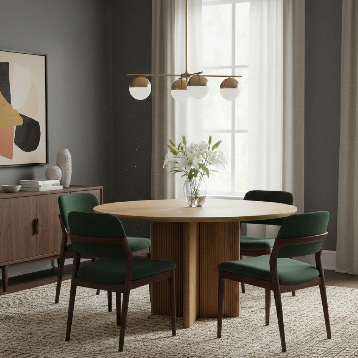   Ribbed Wood Base Dining Table | Oroa.com