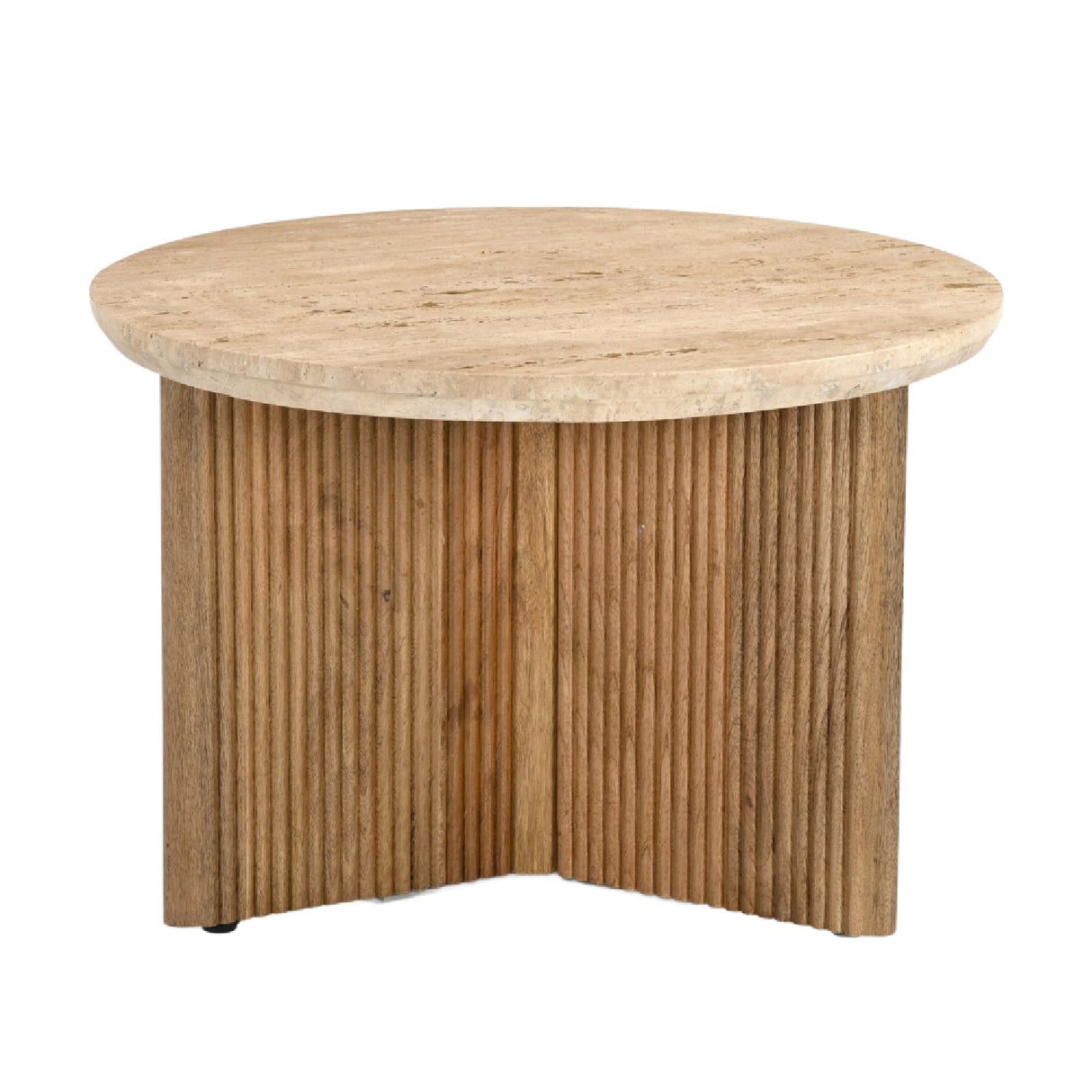   Ribbed Wood Base End Table | Oroa.com