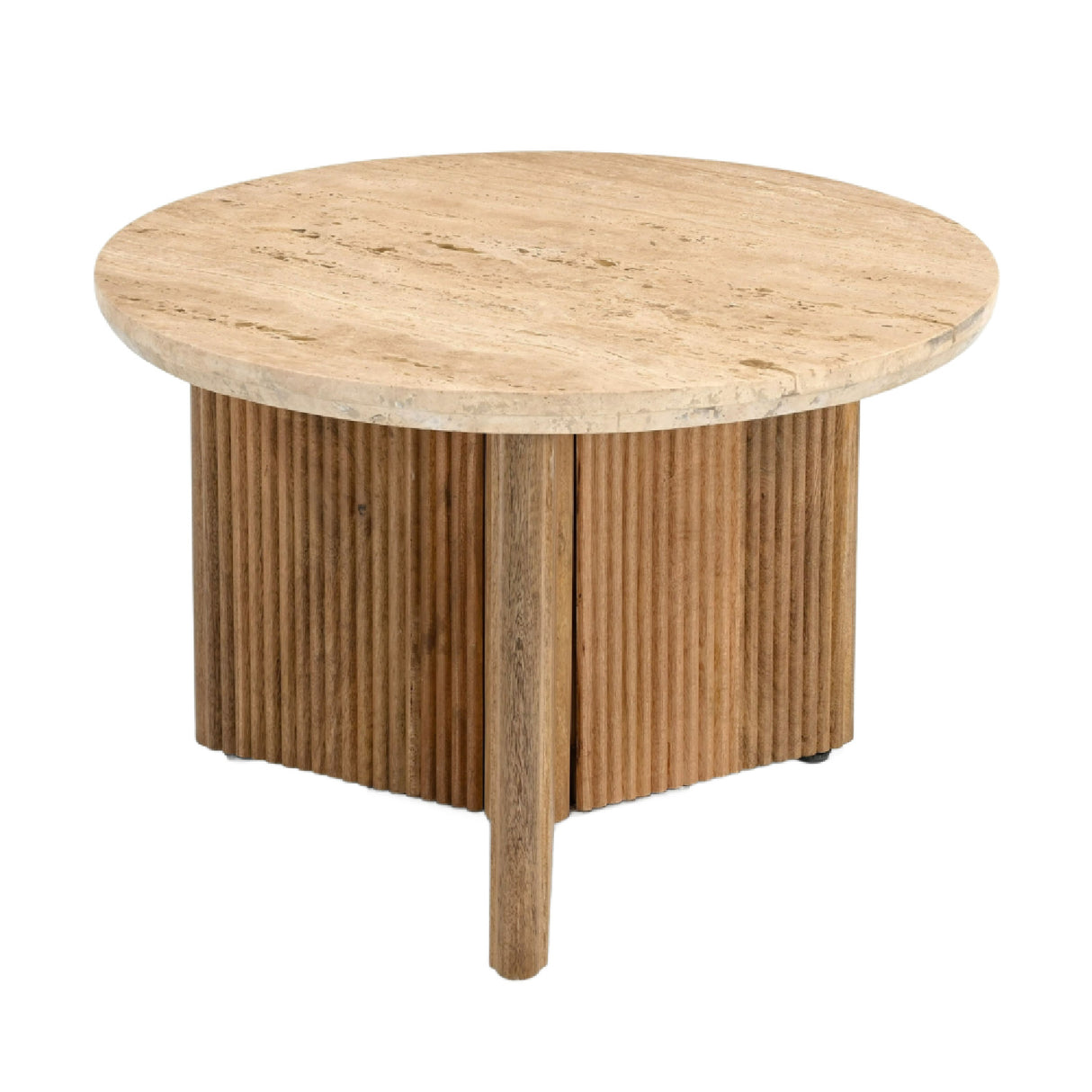   Ribbed Wood Base End Table | Oroa.com